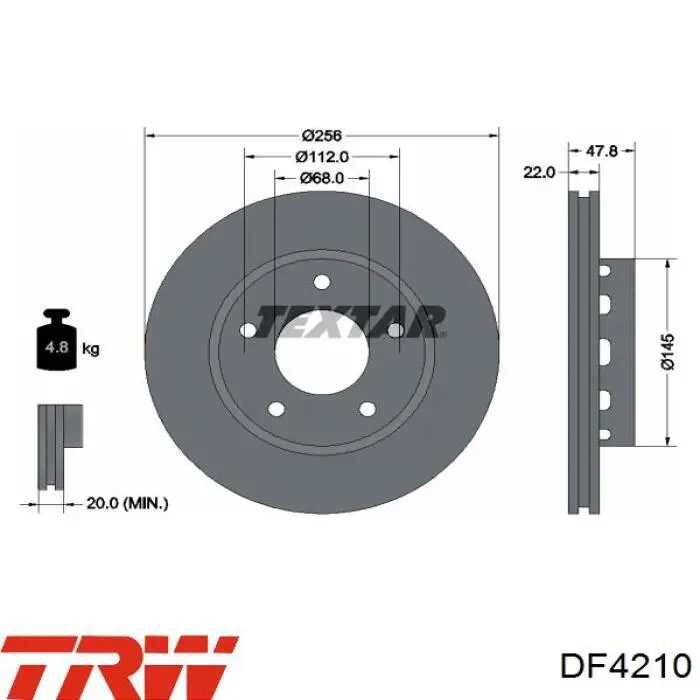 Диск гальмівний задній TRW DF4210