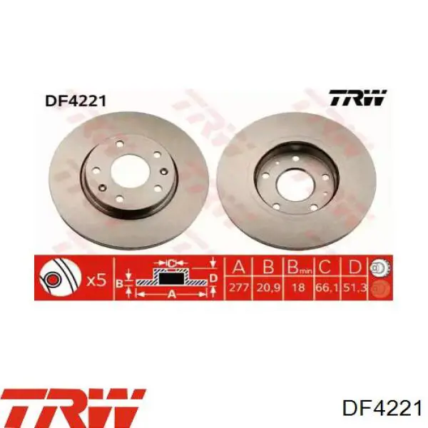 DF4221 TRW диск гальмівний передній