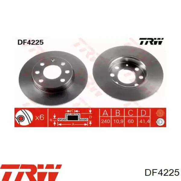 DF4225 TRW диск гальмівний передній