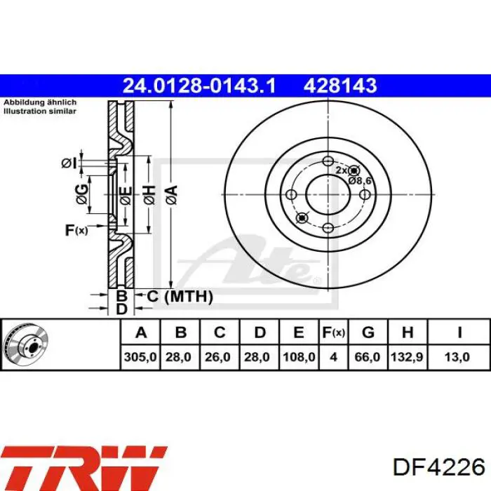Диск переднього гальма Textar 92097103 ціна, від 43.06 USD