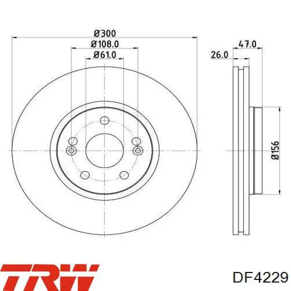 Диск гальмівний передній TRW DF4229
