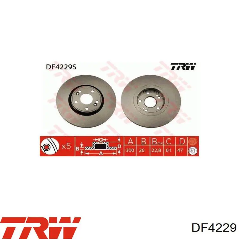 Гальмівні диски передні DF4229 TRW