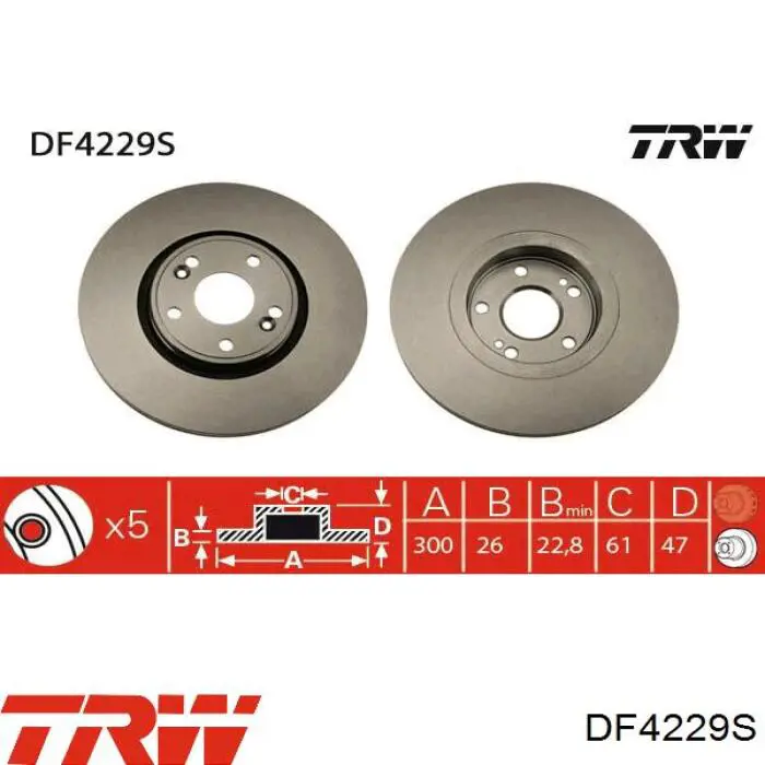 DF4229S TRW диск гальмівний передній