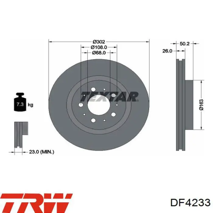 Диск гальмівний передній Protechnic PRD2645