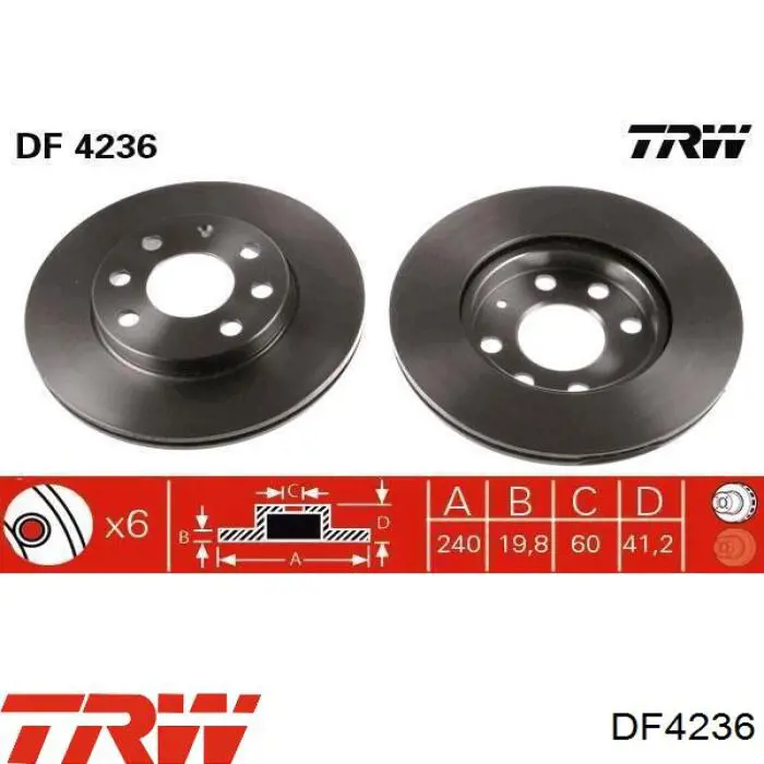 DF4236 TRW диск гальмівний передній