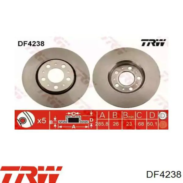 Диск гальмівний передній TRW DF4238