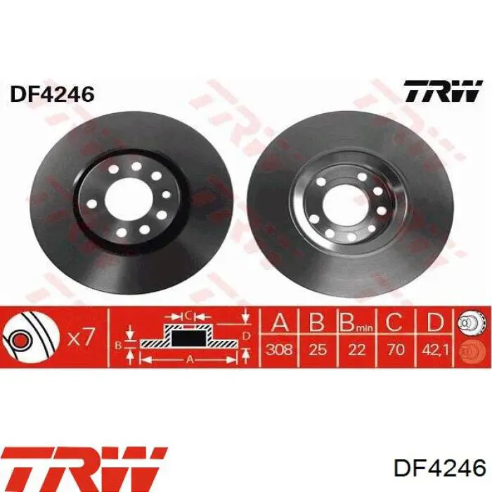 Гальмівні диски передні DF4246 TRW