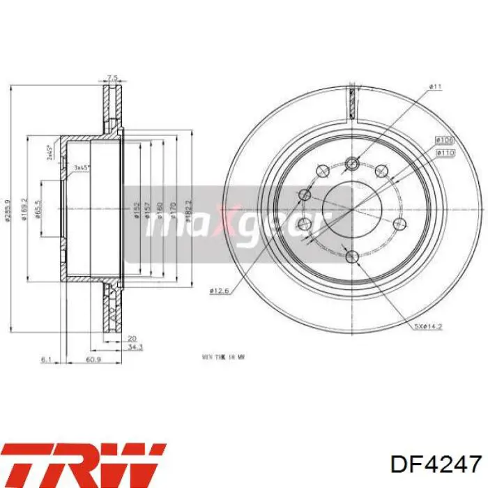 Купити DF4247 TRW Диск заднього гальма