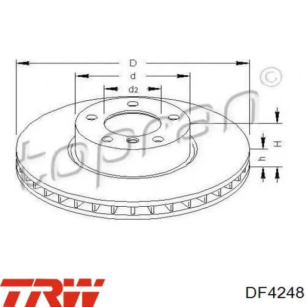 Гальмівні диски передні DF4248 TRW