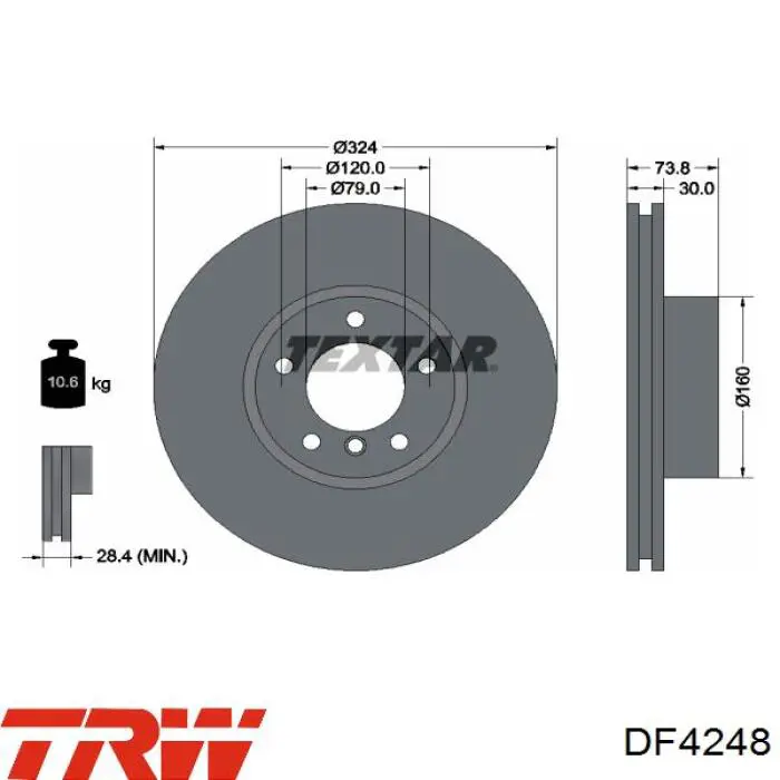 DF4248 TRW Гальмо дискове переднє