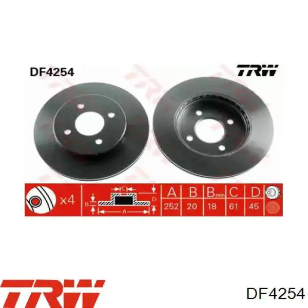 DF4254 TRW диск гальмівний передній