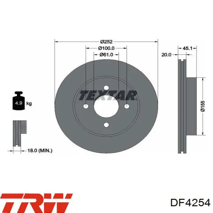 Купити DF4254 TRW Ротор гальмівний
