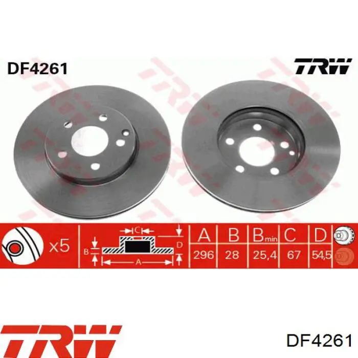 Диск переднього гальма TRW DF4261 ціна, від 50.31 USD