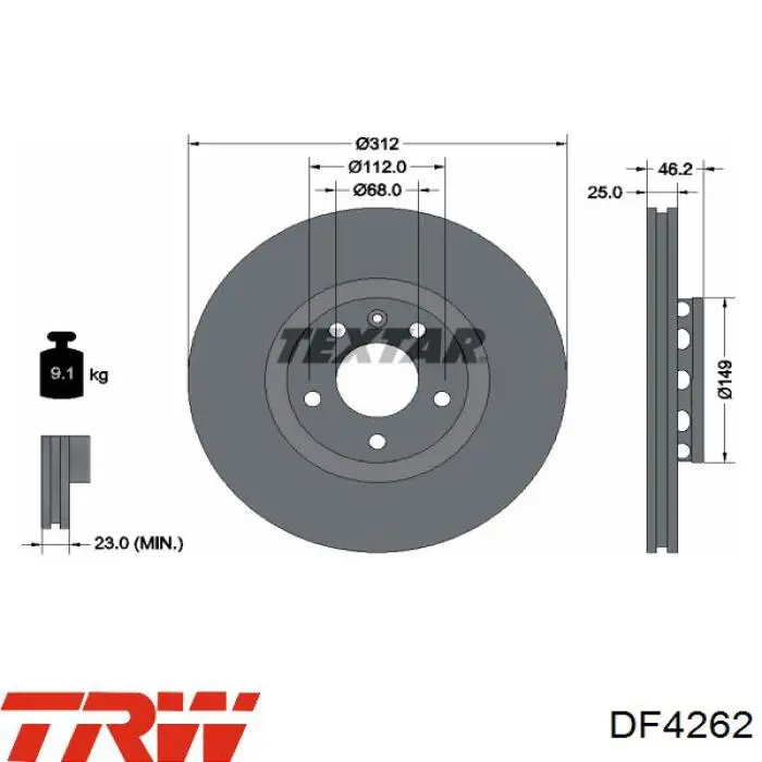 DF4262 TRW Гальмо дискове переднє