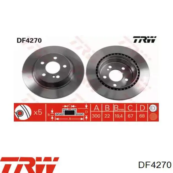 Купити DF4270 TRW Диск заднього гальма