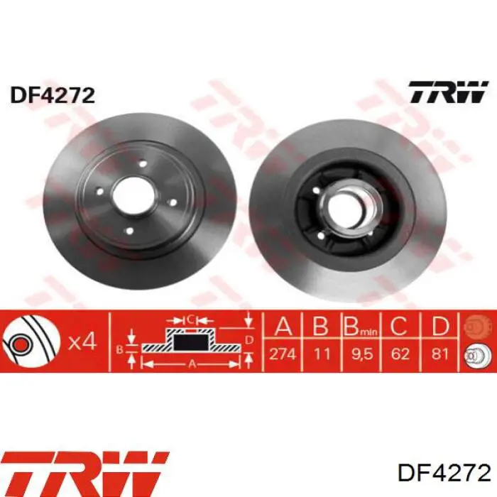 DF4272 TRW диск гальмівний задній