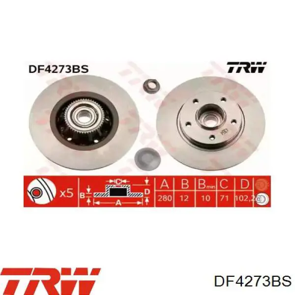 Диск гальмівний задній TRW DF4273BS
