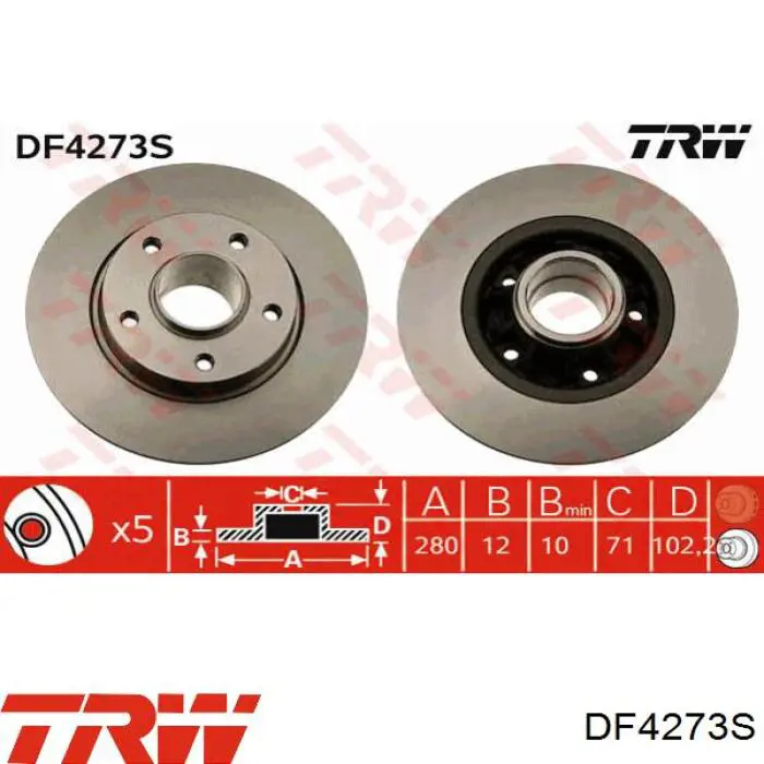 DF4273S TRW диск гальмівний задній