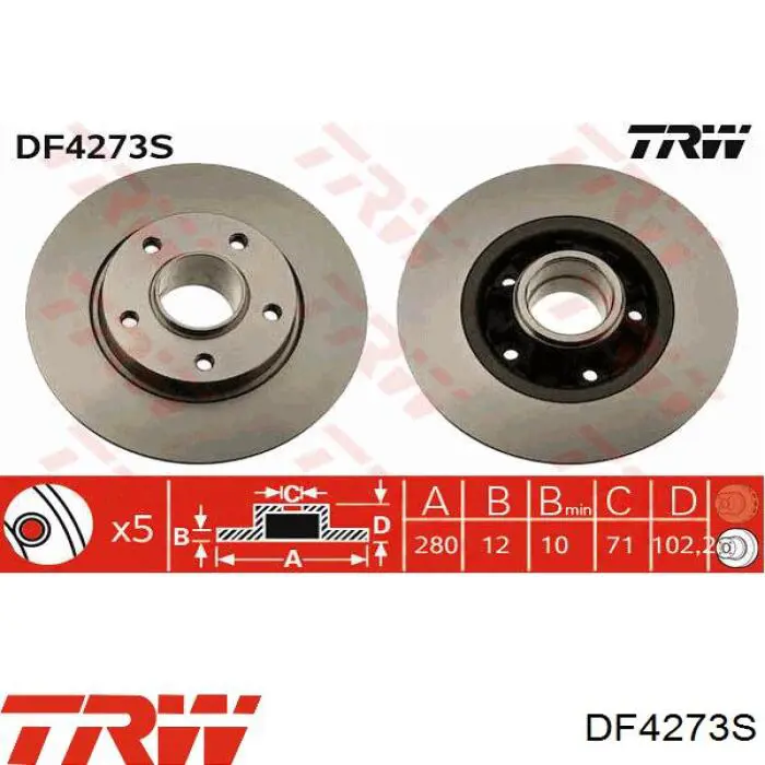 Купити DF4273S TRW Диск заднього гальма