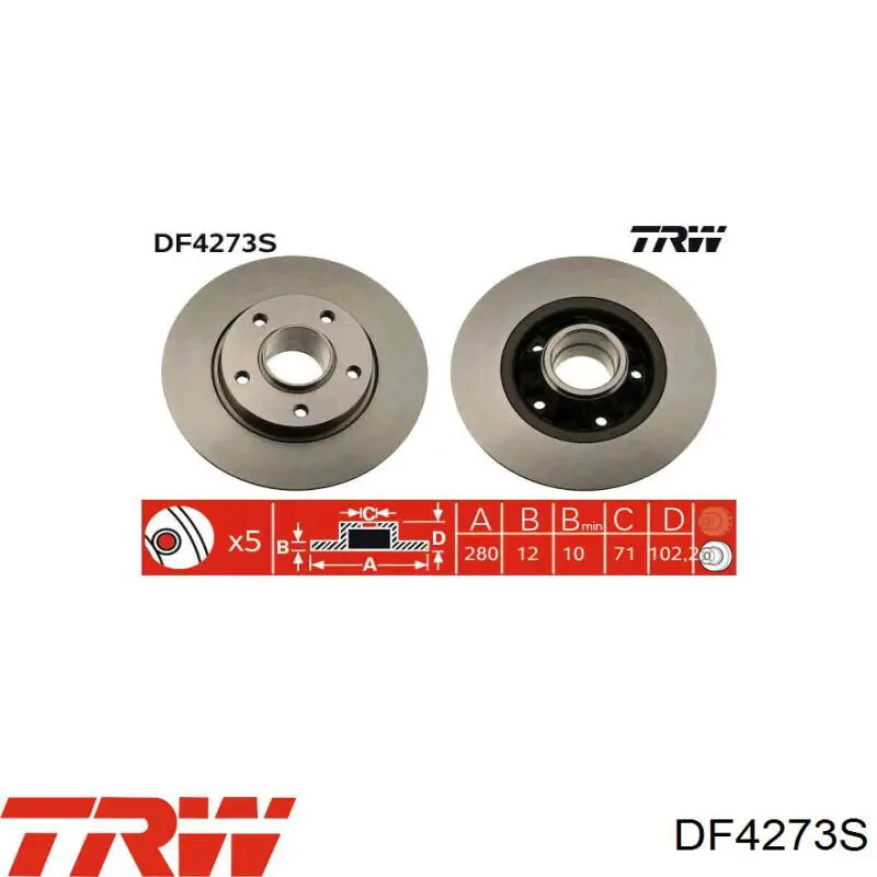 Диск гальмівний задній TRW DF4273S