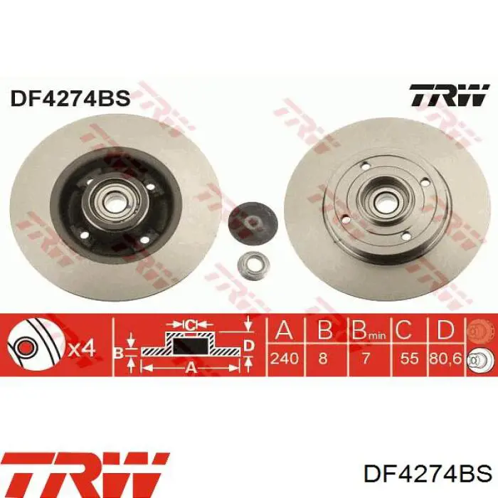 DF4274BS TRW диск гальмівний задній