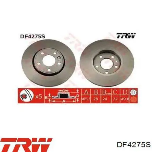 DF4275S TRW диск гальмівний передній