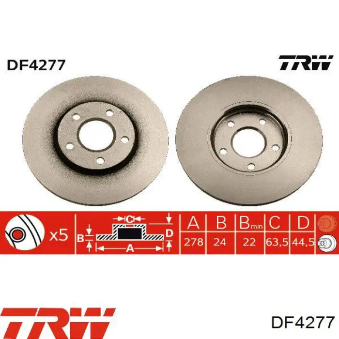 Диск переднього гальма TRW DF4277 ціна, від 46.76 USD
