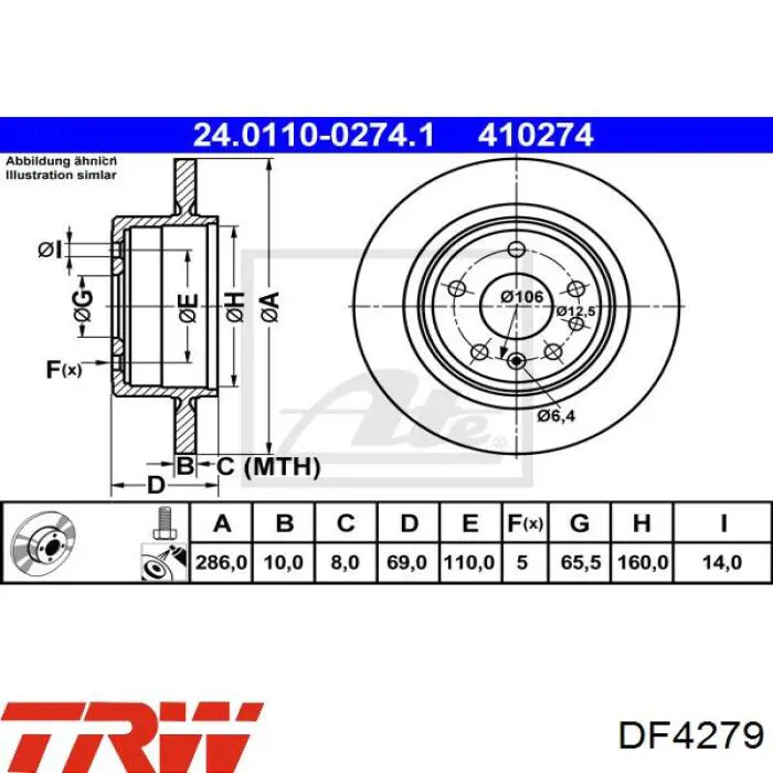 Гальмівні диски DF4279 TRW