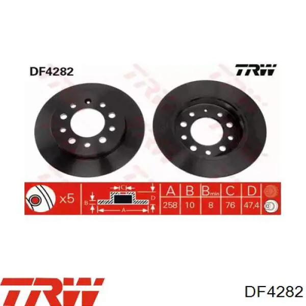 DF4282 TRW диск гальмівний задній