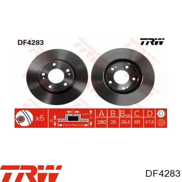 Гальмівні диски передні DF4283 TRW