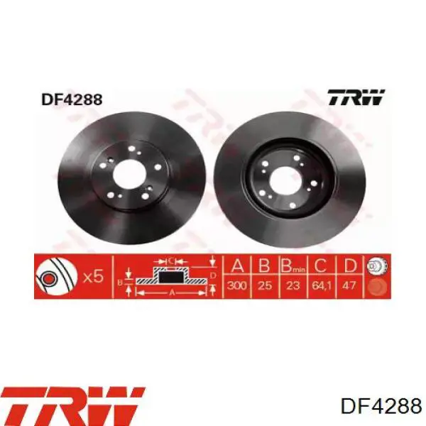 DF4288 TRW диск гальмівний передній