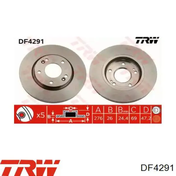 Гальмівні диски передні DF4291 TRW