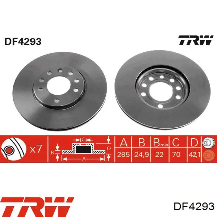 DF4293 TRW диск гальмівний передній