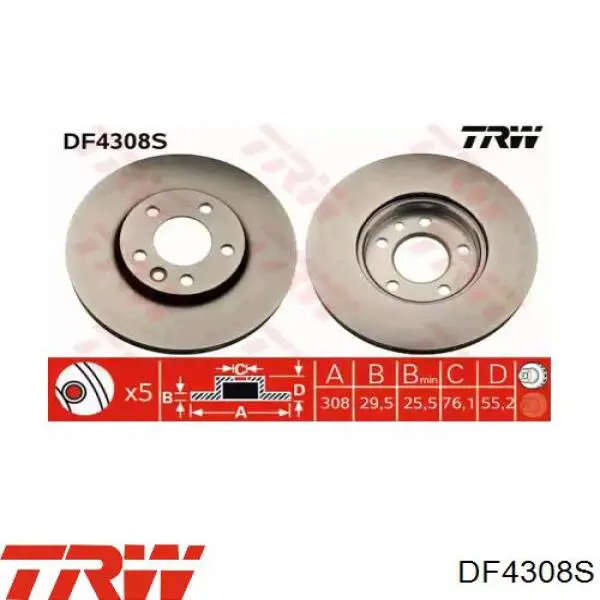 DF4308S TRW Гальмо дискове переднє