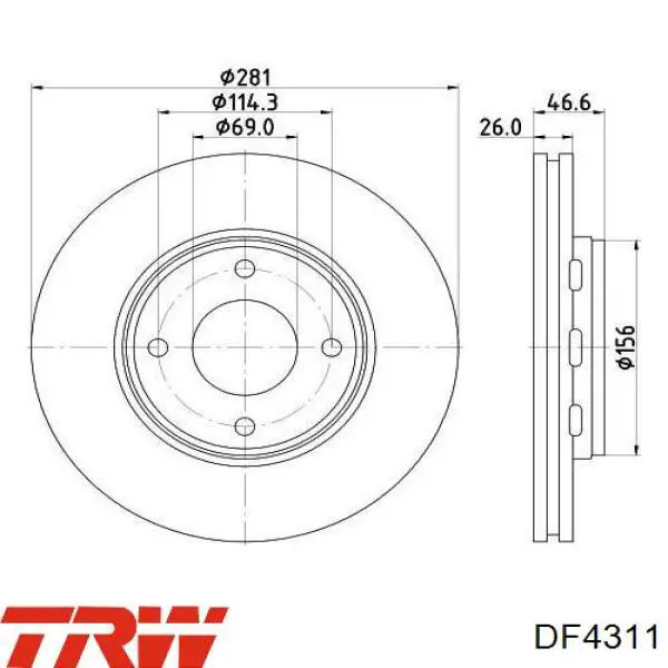 Купити DF4311 TRW Ротор гальмівний