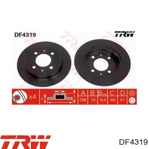 Купити DF4319 TRW Диск заднього гальма