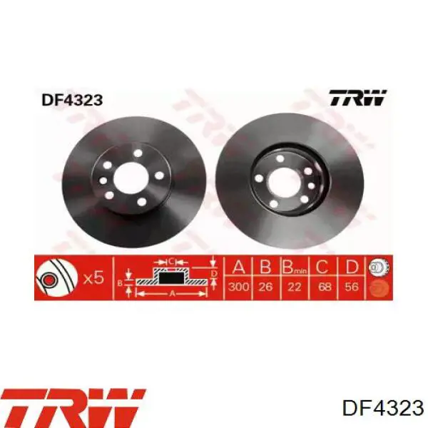 DF4323 TRW диск гальмівний передній