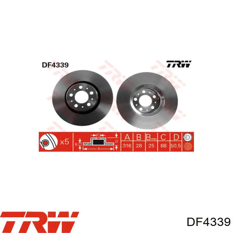 Гальмівні диски передні DF4339 TRW