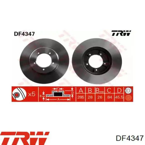 DF4347 TRW диск гальмівний передній