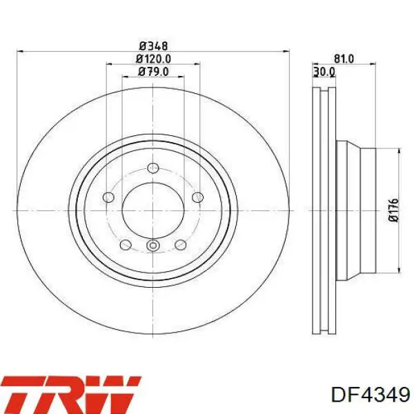 Диск гальмівний передній DF4349 TRW