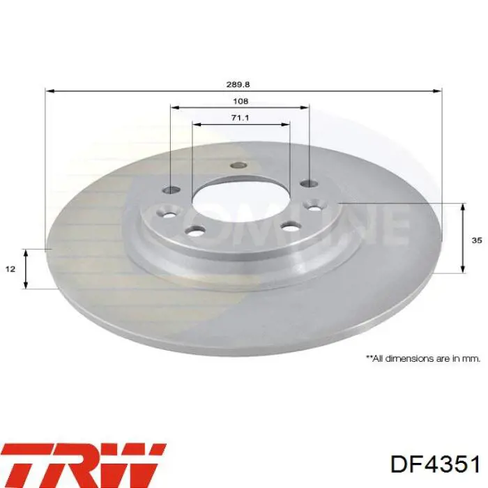 Купити DF4351 TRW Диск заднього гальма