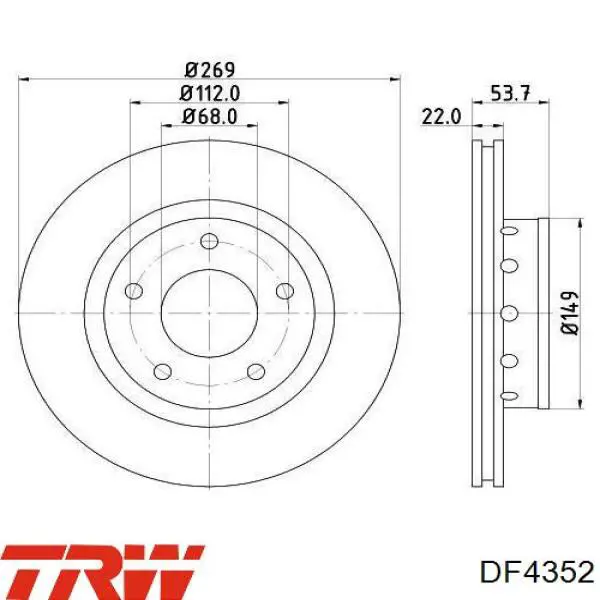 Гальмівні диски DF4352 TRW