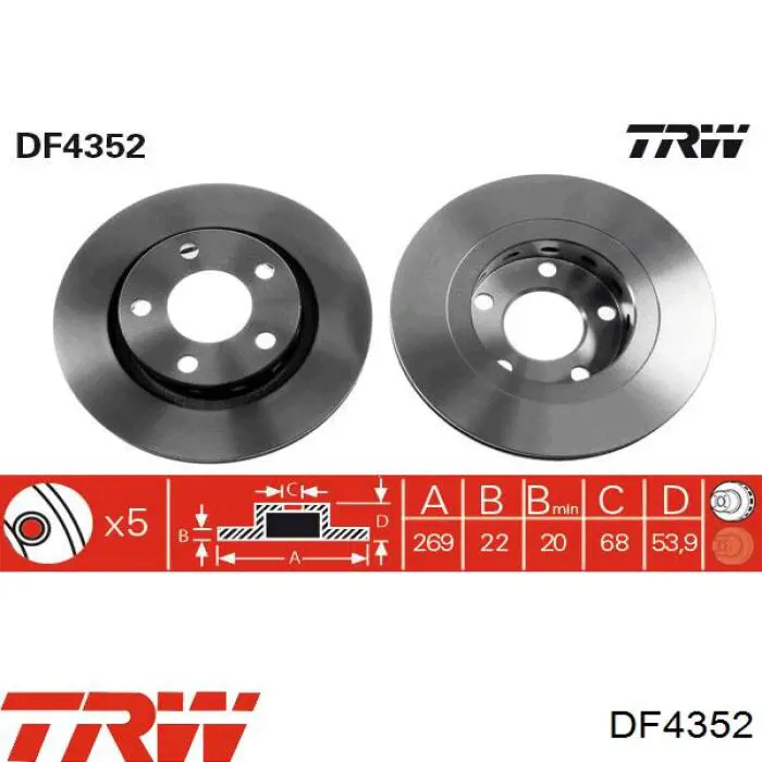 Купити DF4352 TRW Диск заднього гальма