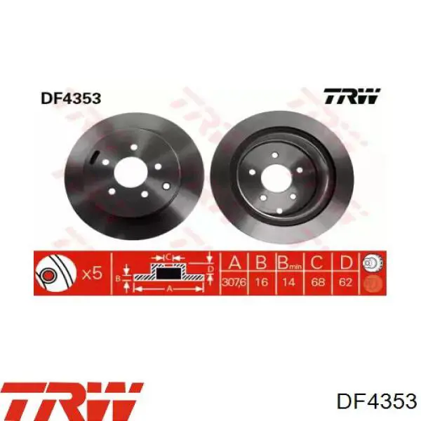 Гальмівні диски DF4353 TRW