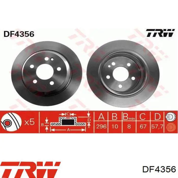 Купити DF4356 TRW Диск заднього гальма