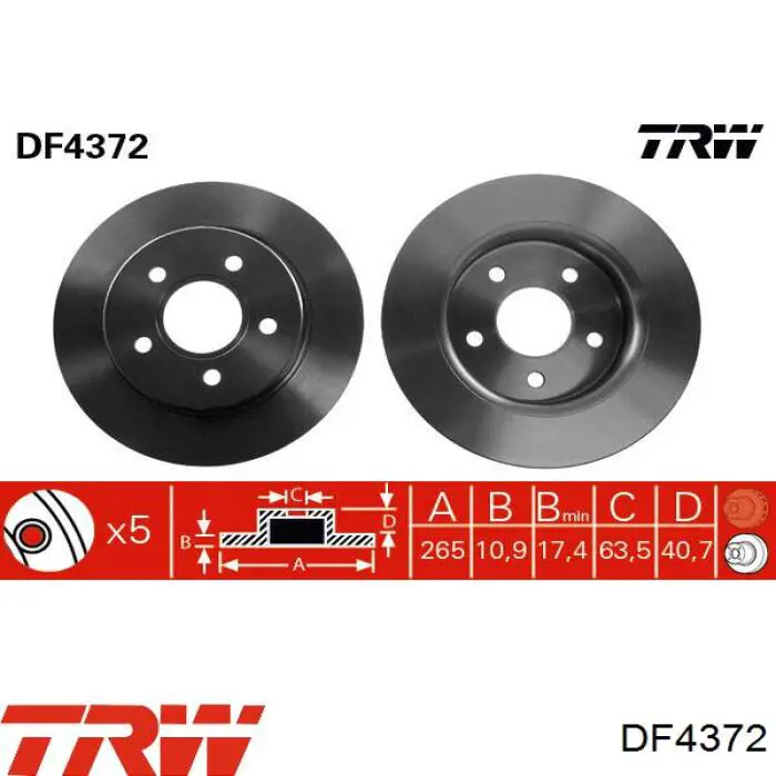 Купити DF4372 TRW Диск заднього гальма