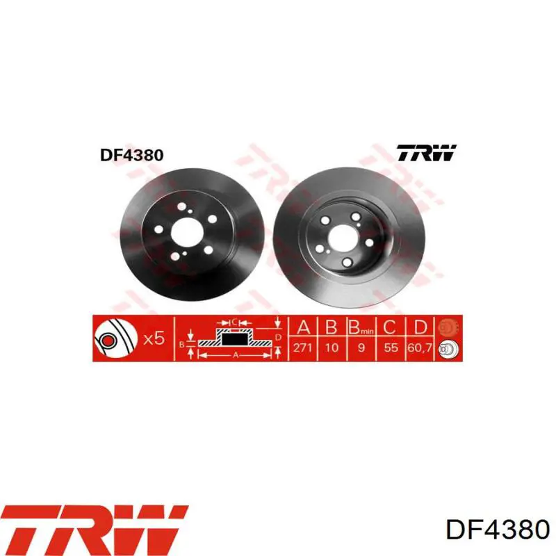 Купити DF4380 TRW Диск заднього гальма