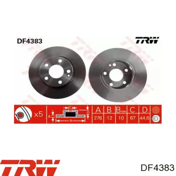 DF4383 TRW диск гальмівний передній