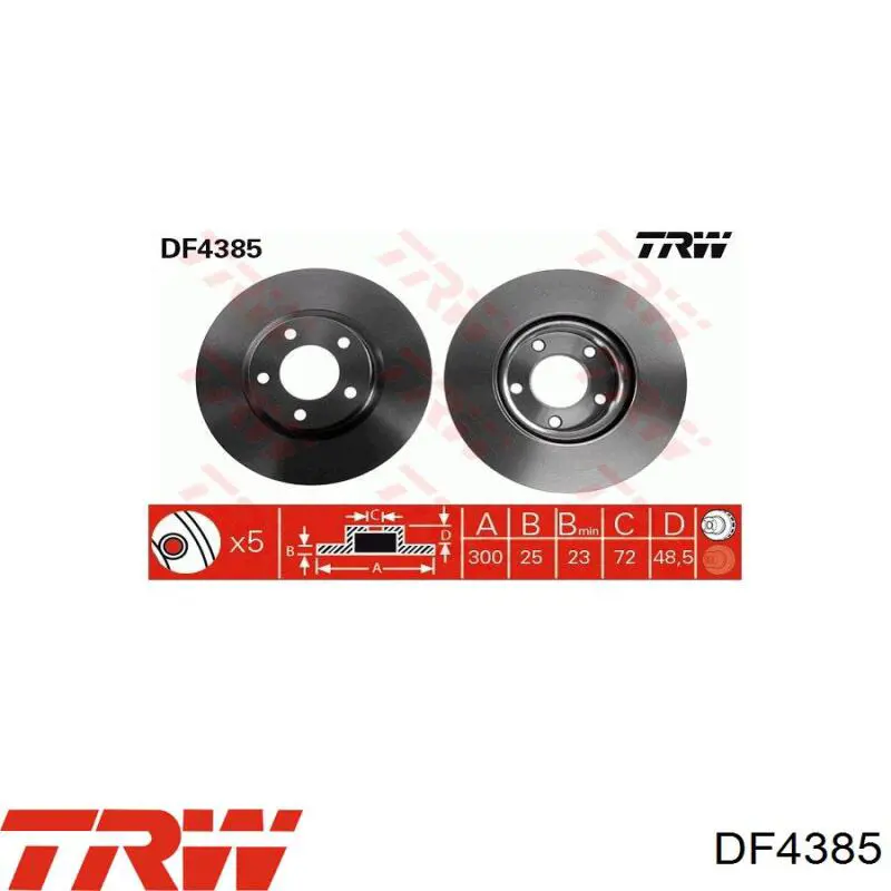 DF4385 TRW диск гальмівний передній