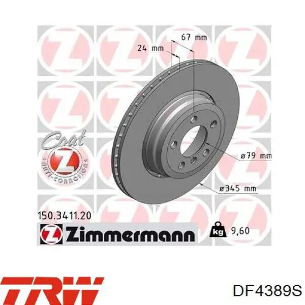 Задні дискові гальма TRW DF4389S ціна, від 69.14 USD